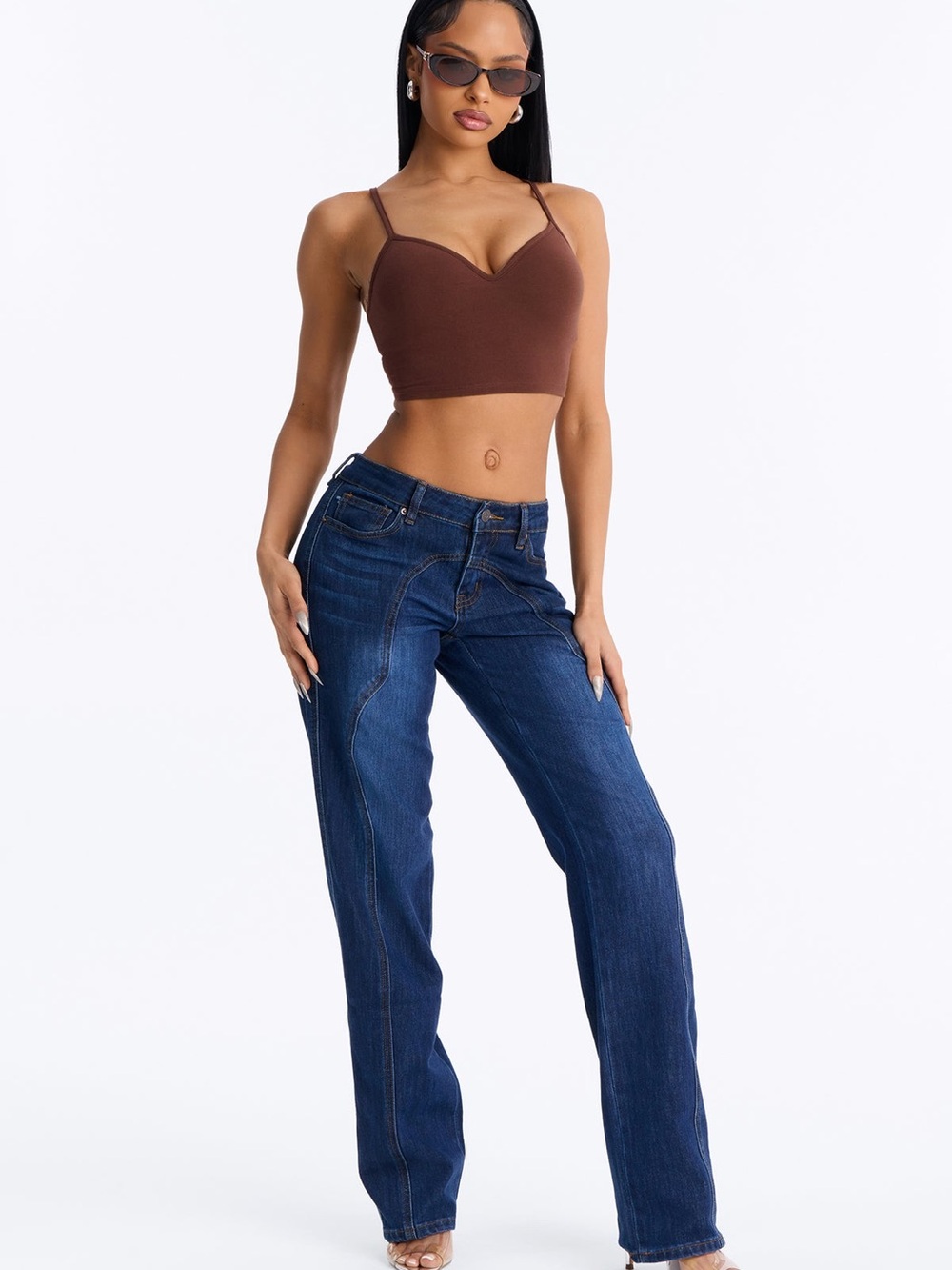 Fashion Nova Straight Leg Jeans - Dark Blue - size 9